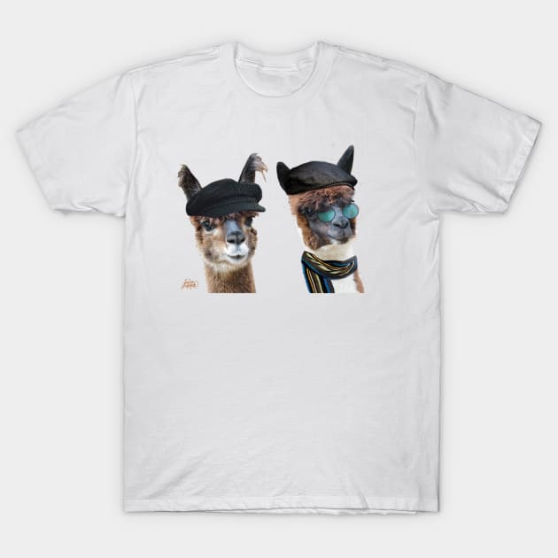 Best Friends Two Albacas Llamas T-Shirt by janmarvin